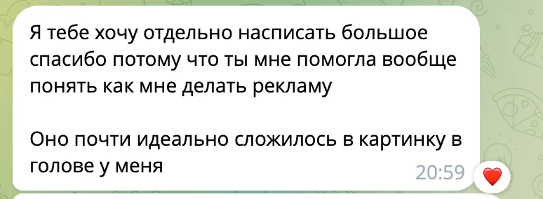 Повідомлення клієнта про розуміння роботи реклами